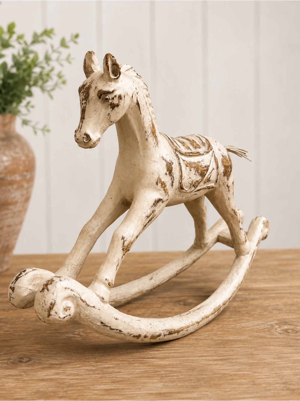 Distressed Cream Decorative Rocking Horse - Picture 2 of 2